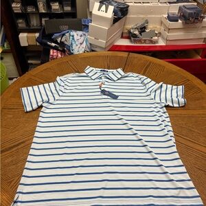 New with Tags Stitch Classic Blue and White Striped Men's Polo Shirt